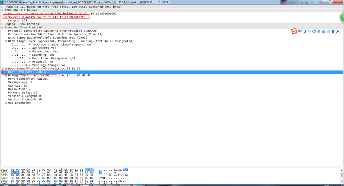 ENSP中模拟stp生成树根路径cost值计算_模拟_04