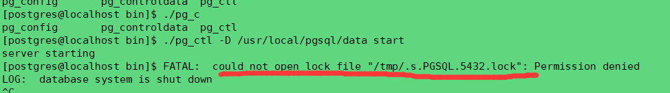 pg启动异常could not open lock file "/tmp/.s.PGSQL.5432.lock":_pg