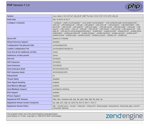 centos7編譯安裝lampphp710mysql5716httpd2423