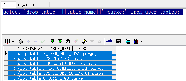 PLSQL删除某用户下的全表_删除