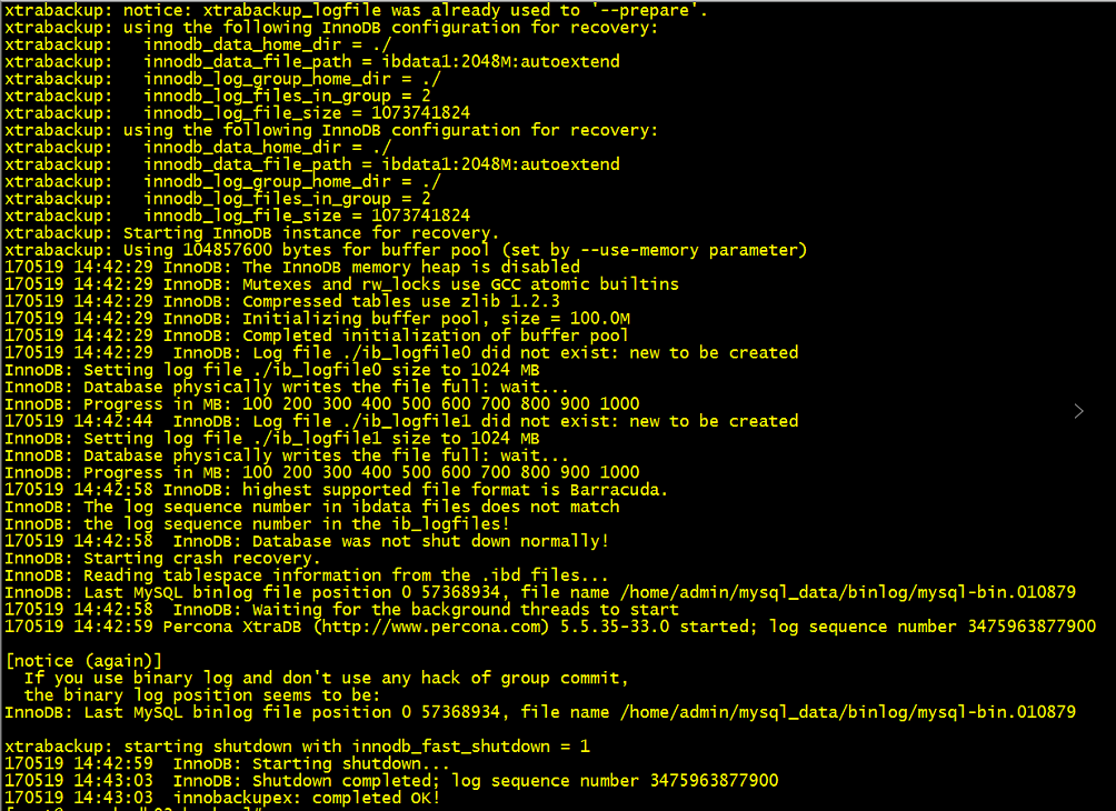 innobackupex: ibbackup failed at /usr/bin/innobackupex line 2560._password_03