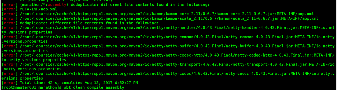 sbt  assembly编译打包时报: deduplicate: different file contents found in the following:_ assembly